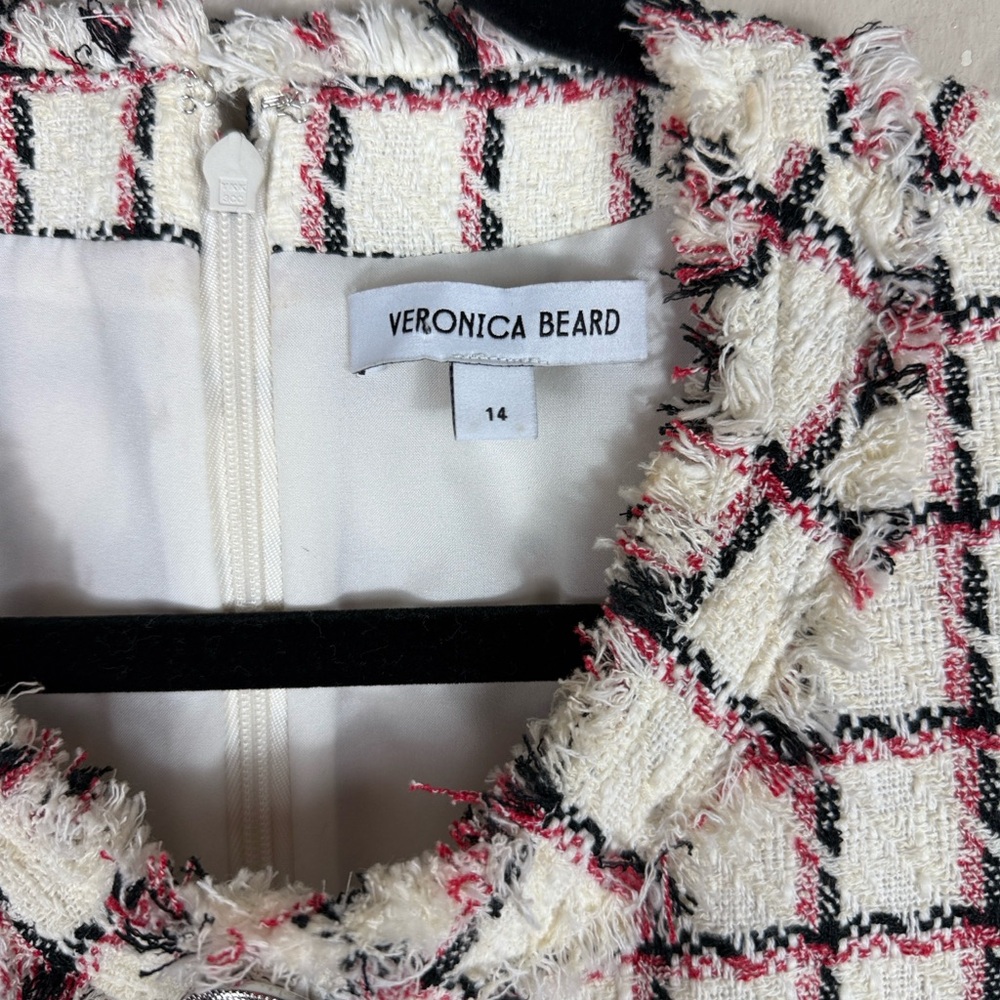 Veronica Beard White Tweed Mini Plaid Laurel Sleeveless Dress - Picture 5 of 10
